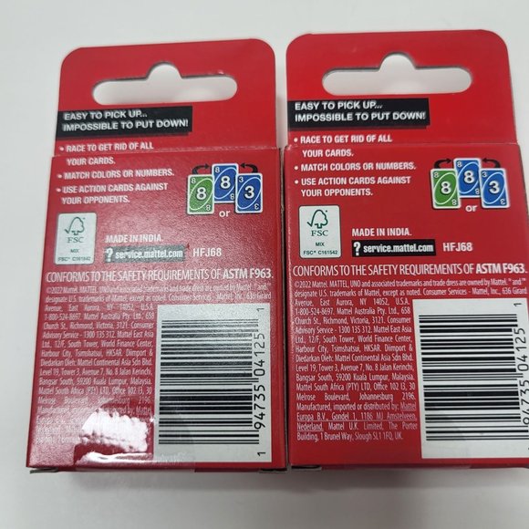 UNO Go Mini Card Game! Mini Travel Version. Pocket Sized. By Mattel Bundle‎ of 2 - Picture 7 of 9